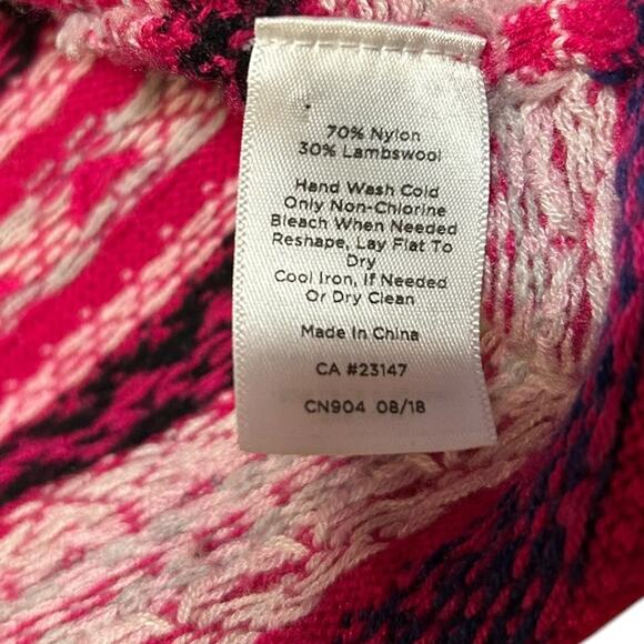 TALBOTS Pink Red Fairisle Fair Isle Nordic Cardigan Long Sleeve Sweater Sz LARGE - Picture 4 of 6